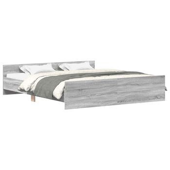 Estructura De Cama Con Cabecero Piecero Gris Sonoma 200x200 Cm Vidaxl