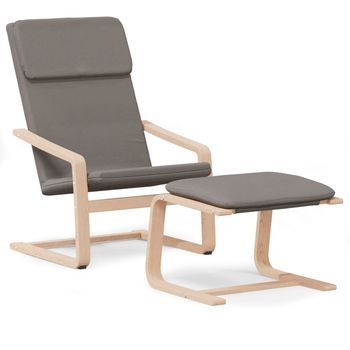 Sillón De Relax Con Taburete De Tela Gris Taupé Vidaxl