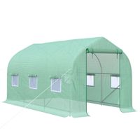 outsunny invernadero para terraza invernadero de tunel 6 ventanas transpirables puerta enrollable con cremallera 4x2x2 m verde   aosom espana
