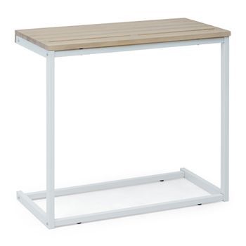 Mesita De Ordenador Sofá Eco 36x70x63cm Blanca En Madera Maciza De Pino Acabado Natural Estilo Nórdico Industrial Box Furniture