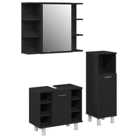 juego de muebles de bano  armario de bano 3 piezas negro 30 x 30 x 995 cm