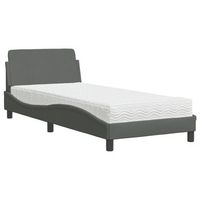 cama individual  cama para adultos  cama con colchon tela gris oscuro 80x200 cm