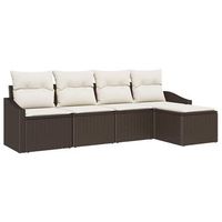 juego de sofa con cojin 5 piezas  mueble de jardin marron ratan sintetico