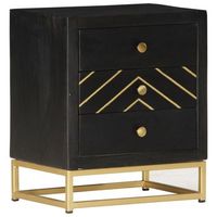 mesita de noche madera maciza mango negro y dorado 40x30x50cm vidaxl