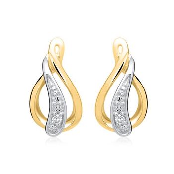 Pendientes 14 quilates oro amarillo 2 diamantes 0,0112 ct.