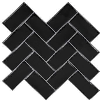 Azulejo En Espiga 10 Uds. Negro 30 X 30 Cm Poliuretano Y Pet Vidaxl