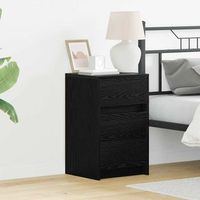 armario de noche - mueble para dormitorio - madera de ingenieria - roble negro 38x34x61cm