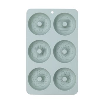 Molde 6 donuts silicona verde 27x16x3 cm
