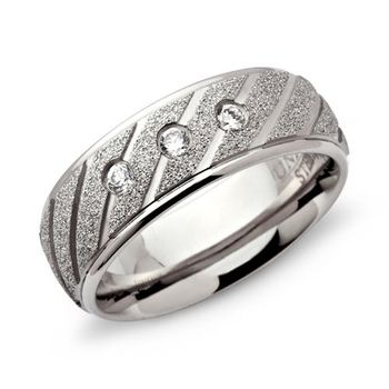 Anillo acero inoxidable diamante 7mm circonita cúbica