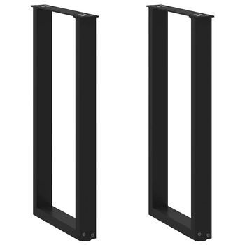 Patas De Mesa De Centro Forma U 2 Uds | Patas Para Mesa Acero Negro 28x(72-73) Cm Cfw305903