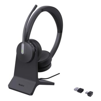 Auriculares Yealink BH70 Dual inalámbricos Bluetooth con Cancelación de Ruido, micrófono y base de carga, negros