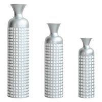 jarrones de suelo - set de 3 para decoracion - metal - plata 4956684cm