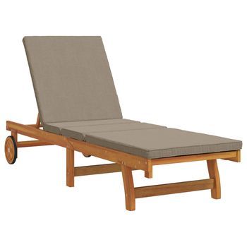 Tumbona Con Ruedas Y Cojín En Taupe De Madera Maciza V6459 Unico / Marrón