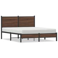 cama de matrimonio  cama de adulto  estructura de cama con cabecero metal marron roble 137x190 cm