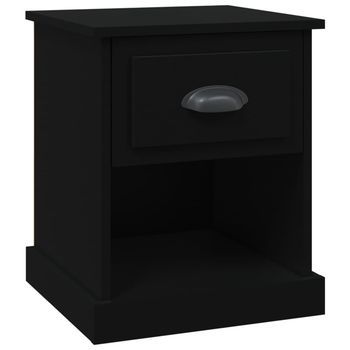 Mesita De Noche Madera Contrachapada Negro 39x39x47,5 Cm Vidaxl