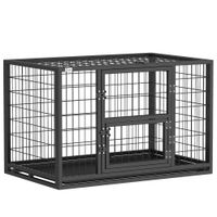 pawhut jaula para perros robusta 94x60x64 cm con bandeja extraible   aosom espana