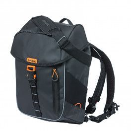Basil Alforja Miles Tarpaulin 17l Hook-on Con Reflectante Cierre Click Negro/naranja