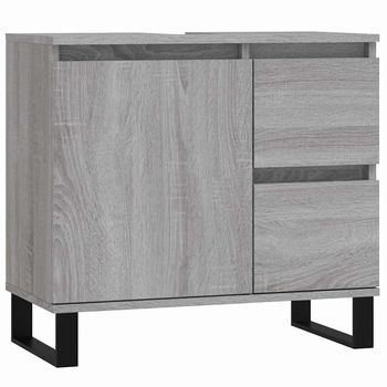 Armario De Baño | Mueble Baño Madera Contrachapada Gris Sonoma 65x33x60 Cm