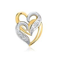 14 quilates colgante oro amarillo corazones 2 diamantes