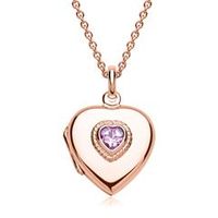 cadena con medallon de corazon engastado en piedra rosado