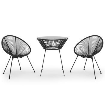 Conjunto Comedor Jardin Para Jardín 3 Uds | Mueble Jardin Mesa Y Sillas Negro