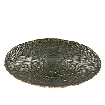 Fuente verde con borde dorado 33 cm