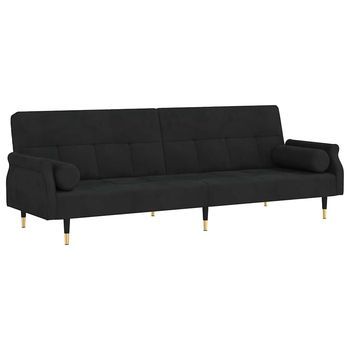 Sofá Cama | Sofá Convertible Con Cojines Terciopelo Negro
