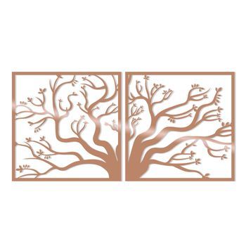 Decoración Pared De Metal Árbol2 Cobre 100x50 Cm