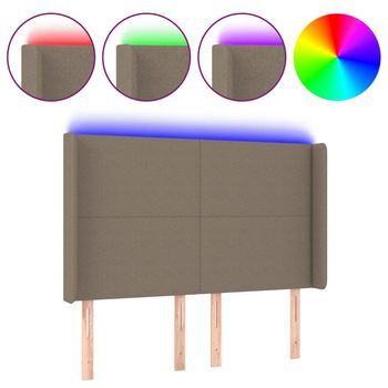 Cabecero Cama Con Led | Panel De Cabecera De Tela Gris Taupe 147x16x118/128 Cm