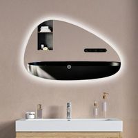 espejo de bano con luz led 60 x 375 cm asimetrico antivaho 3 colores dimmable - lomazoo malaga