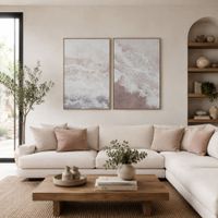 conjunto de 2 cuadros lienzo purpurina beige 60x3x90 cm
