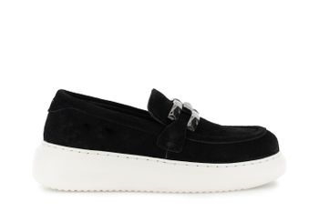 mocasín de mujer en ante con bocado y suela cupsole black 38