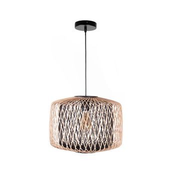 Lámpara De Techo Bamboo Lumit 60w Altura Regulable Bambú Natural/negro Ø39 Cm