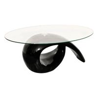 mesa de centro superficie ovalada de vidrio negro brillante vidaxl