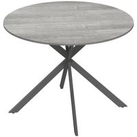 homcom mesa de comedor redonda para 4 personas mesa de cocina estilo industrial con patas de acero para comedor cocina gris   aosom espana