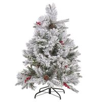 arbol de navidad verde material sintetico 120 cm efecto nieve planta artificial decoracion hogar masala