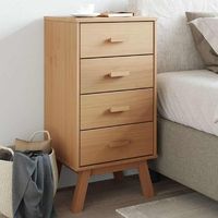 mesita de noche - mueble para dormitorio - madera maciza de pino - marron 45x39x90cm
