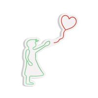 iluminacion led decorativa de plastico balloon girl verde rojo 56x42x2 cm
