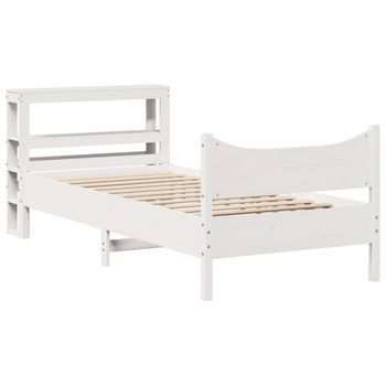 Estructura De Cama Con Cabecero Madera Pino Blanco 75x190 Cm Vidaxl
