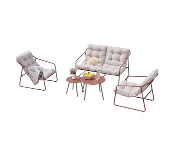 Juego de muebles de jardín kivanta 5 piezas - color óxido/beige [en.casa]