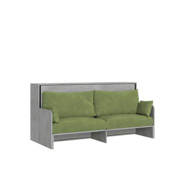 Cama Individual Abatible Kando Con Sofá De Hormigón, Color Verde