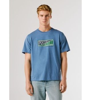 Pepe Jeans para hombre. PM5010318 Camiseta George azul (XL), Casual, Algodón, Manga corta