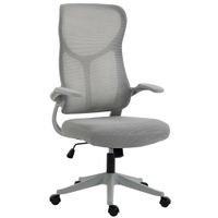 homcom silla de escritorio giratoria de malla reposabrazos abatibles respaldo alto funcion de balanceo altura ajustable gris
