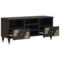 mueble de tv  mueble de salon  gabinete de tv negro 100 x 33 x 46 cm madera de mango maciza