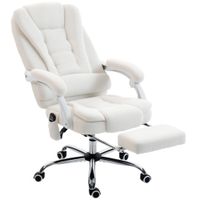 vinsetto silla de oficina direccion masajeadora calefactable altura regulable respaldo reclinable tela de lino blanco   aosom espana