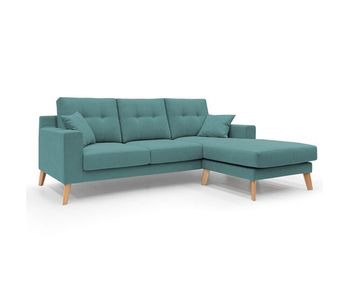 Danish sofá rinconero moderno reversible de tela suave e impermeable 237 cm azul petróleo