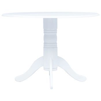 Mesa De Comedor De Madera Maciza De Caucho Blanca 106 Cm Vidaxl