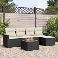 conjunto de sofas de jardin 6 uds  mueble jardin mesa y sillas y cojines ratan sintetico negro cfw632950