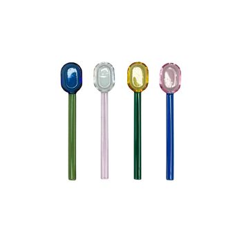 Juego de 4 cucharas de cristal multicolor