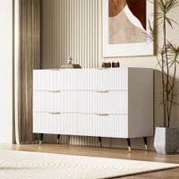 aparador elegante blanco diseno moderno 6 cajones tiradores